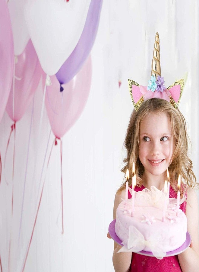 PATPAT 2pieces Unicorn Party Birthday Girls Set,include Headband and Pink Sash, 1 x Gold Glitter Unicorn Horn Headband, 1 x Pink Birthday Sash for Girls/Kid. - Image 4